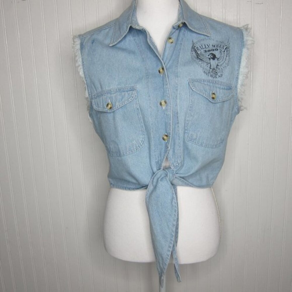 Biker Design Sturgis Rally Week Denim Top Size M